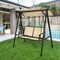 Patio Canopy Swing Outdoor Swing Chair 2-Person Canopy Hammock Beige